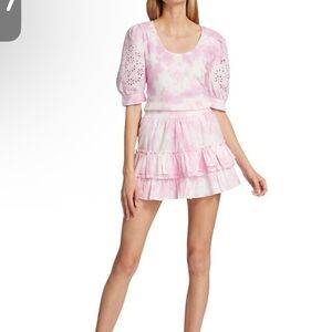 GENERATION LOVE‎ Athena Tie Dye Cotton Tiered Mini Skirt